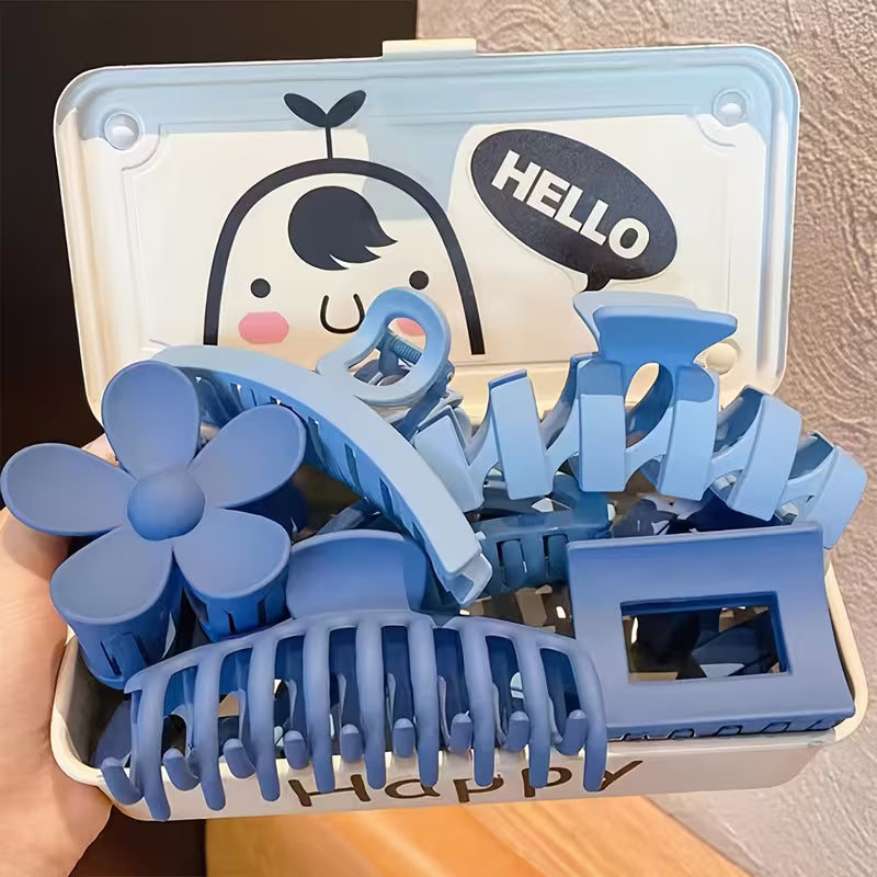 8pcs Versatile Blue Hair Claws Set