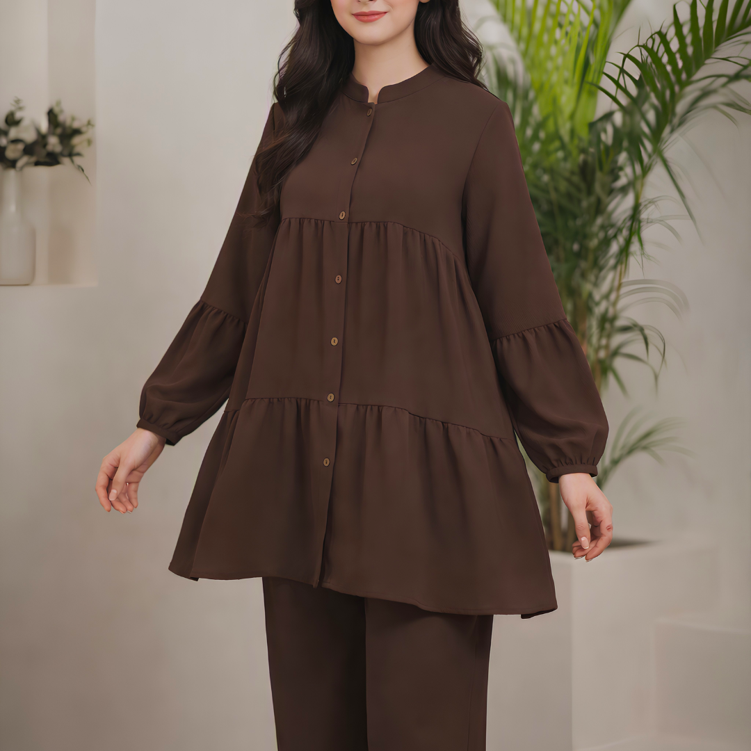 Summer 2pc Stitched - Mocha