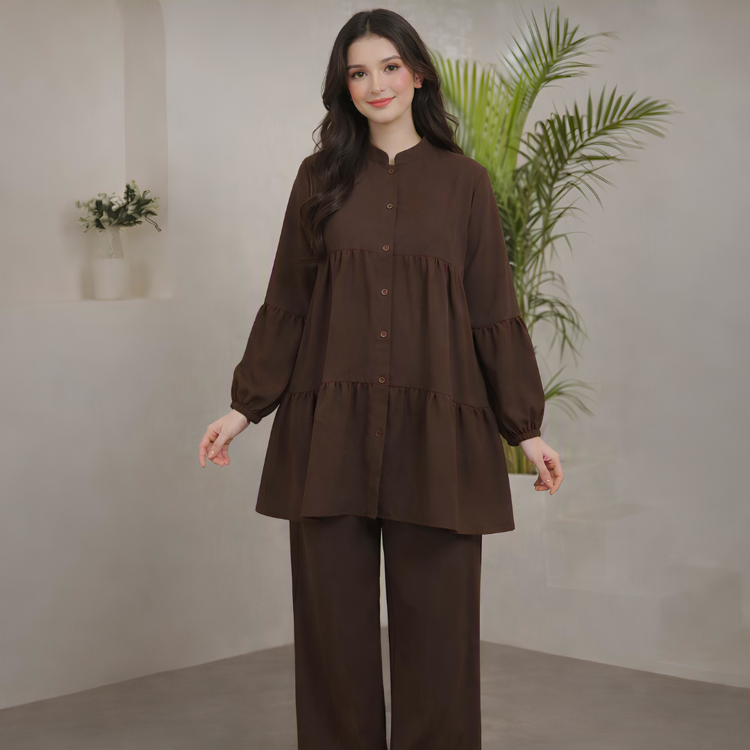 Summer 2pc Stitched - Mocha