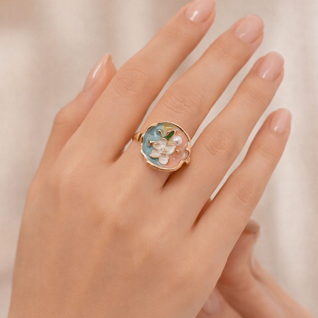 Oil Painting Enamel Ring