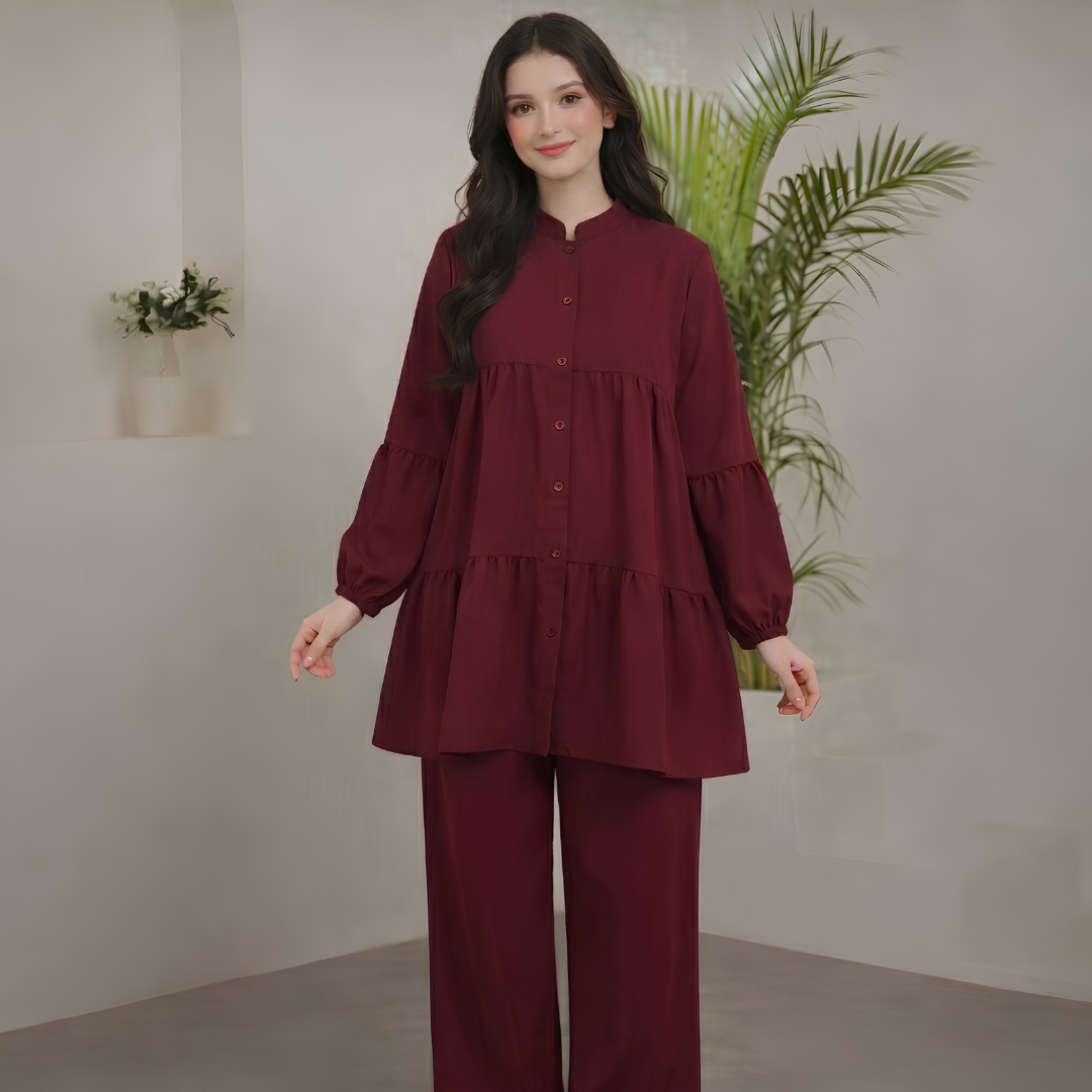 Summer 2pc Stitched - Maroon