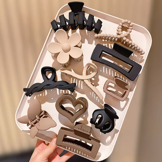 8pcs Earthy Tone Claw Clips Set
