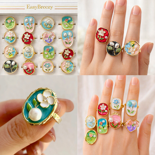 Oil Painting Enamel Ring