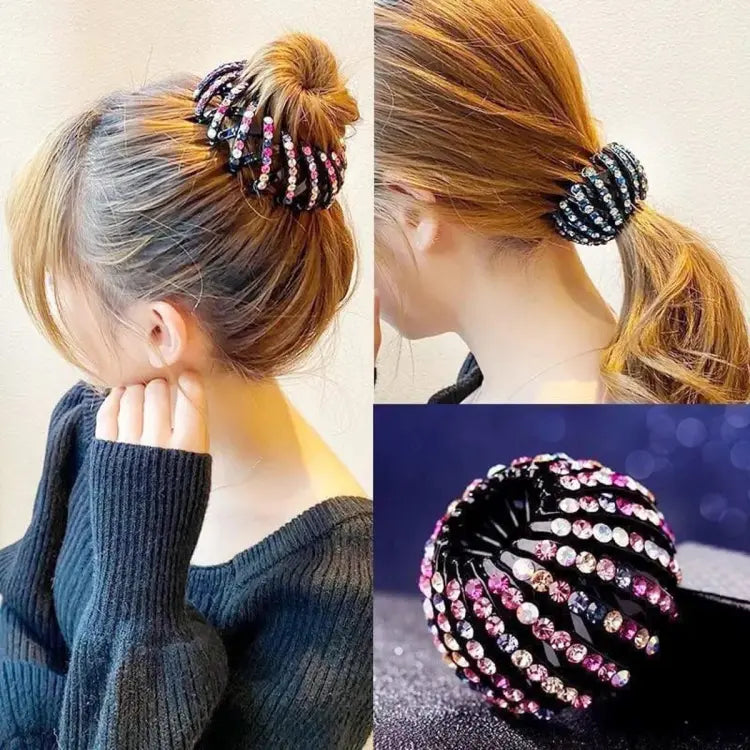 Crystal Bun Hair Claw Horsetail Buckle Hair Clip