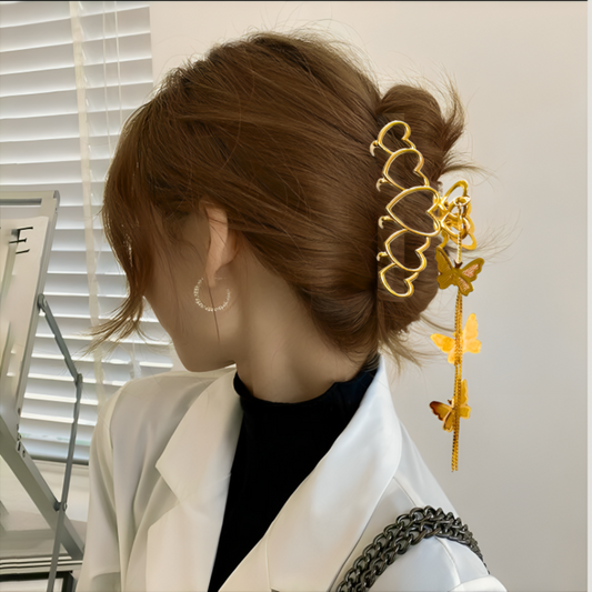 Metal Flutter Heart Hair Claw