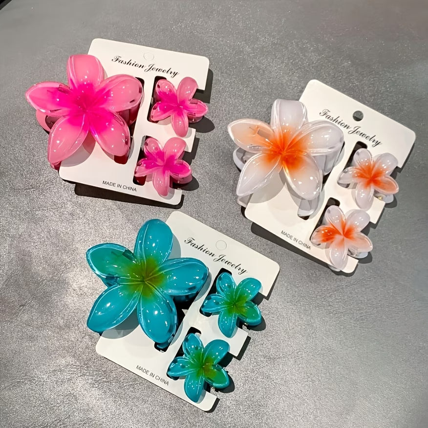 Mini and Large Flower Claw Clips Set