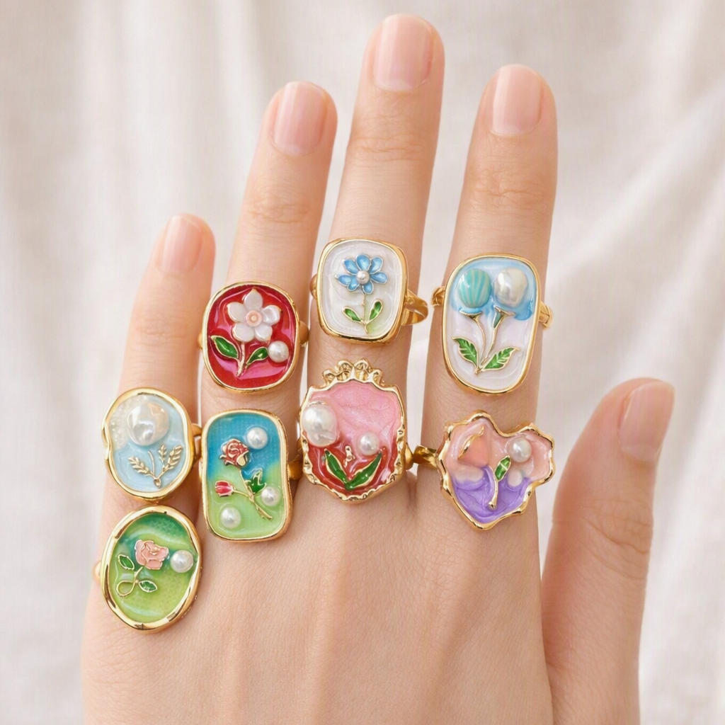 Oil Painting Enamel Ring