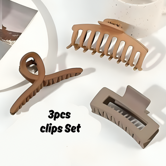 3pcs Nude Claw Clips Bundle