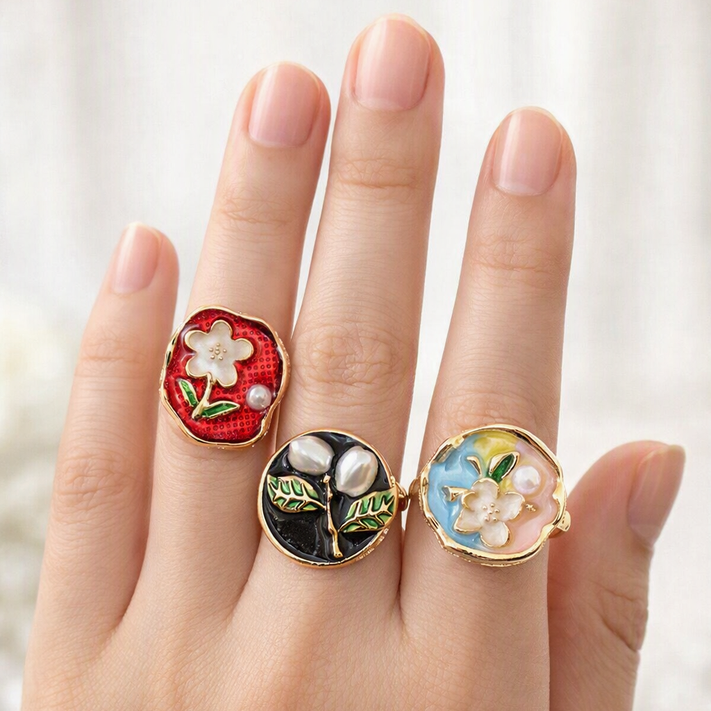 Oil Painting Enamel Ring