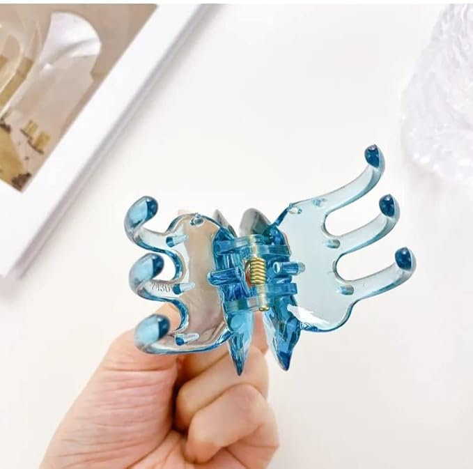 2 Mini Crystal Butterfly Claw Clip
