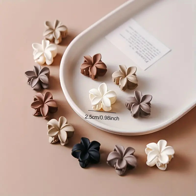 6pcs Mini Matt Floral Clips