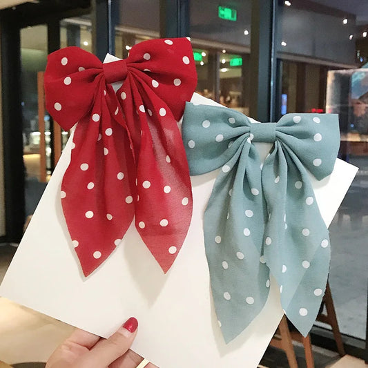 Fairy Hair Bow in Polka Dot Print