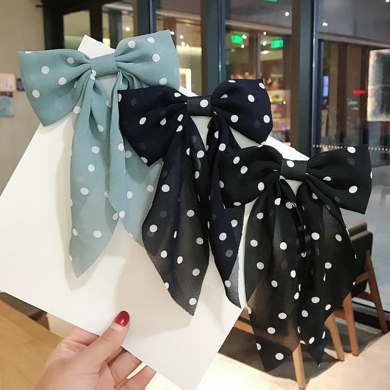 Fairy Hair Bow in Polka Dot Print