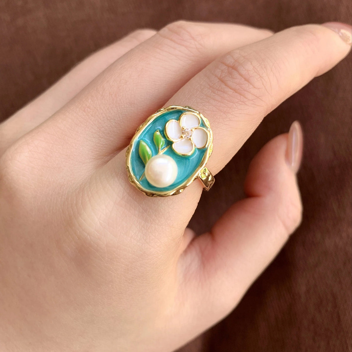 Oil Painting Enamel Ring