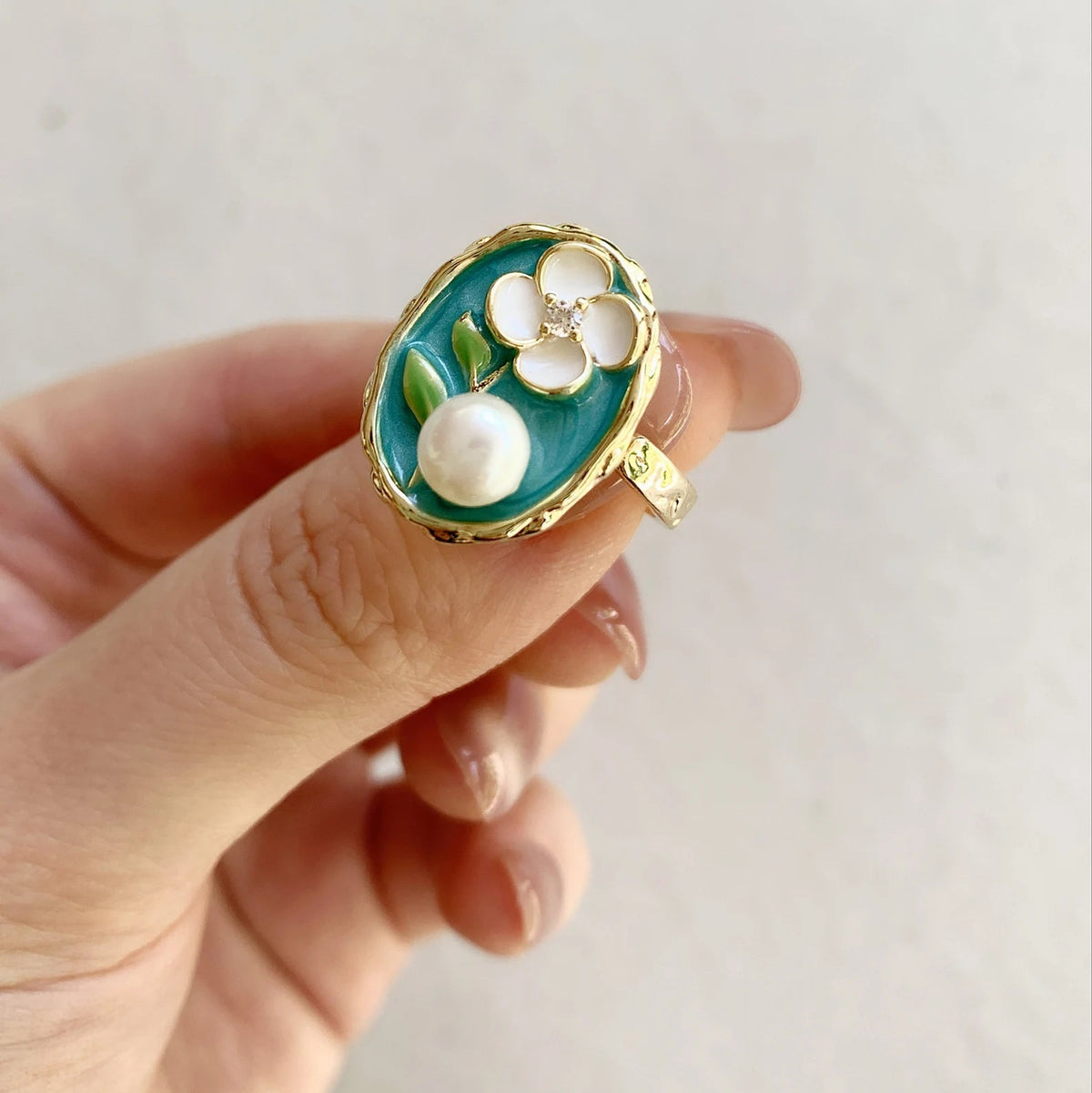 Oil Painting Enamel Ring