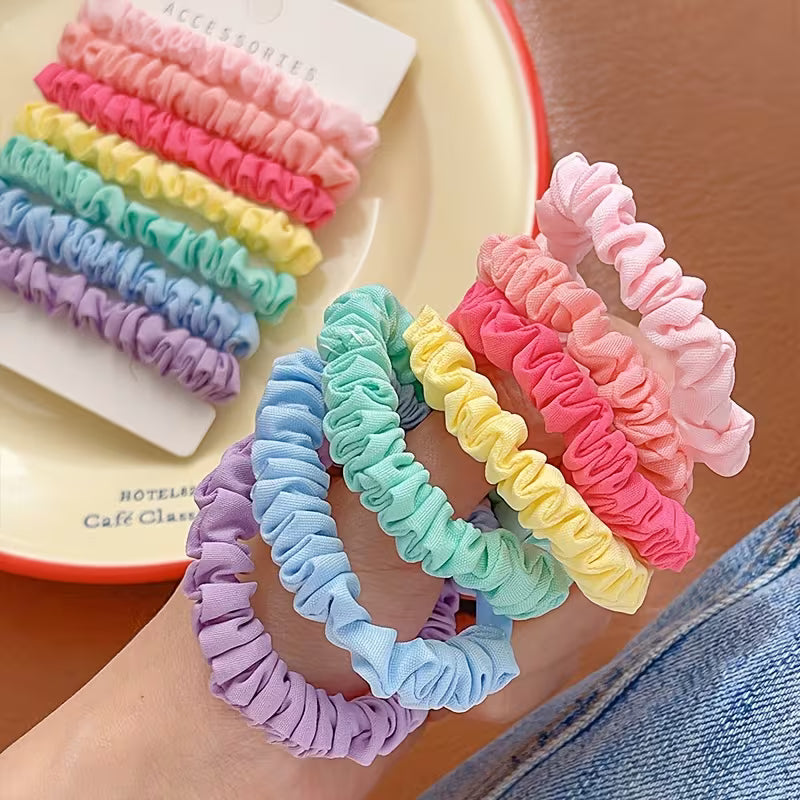 6pcs Candy Color Skinny Hair Ties