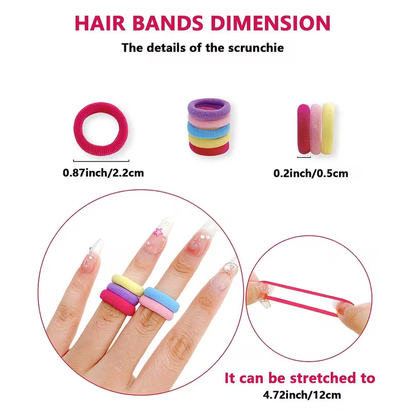 100pcs Multi-color Mini Hair Ties Pouch