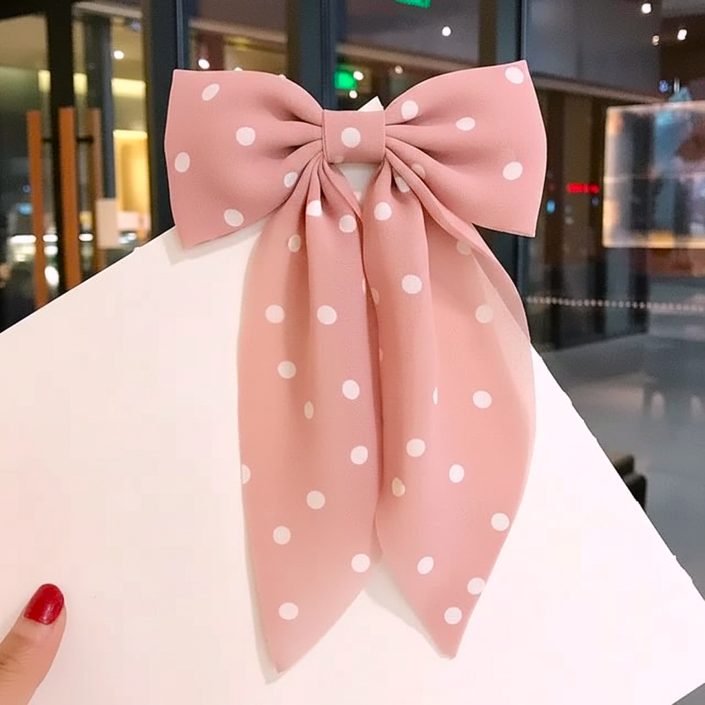 Hair Bow in Polka Dot Print