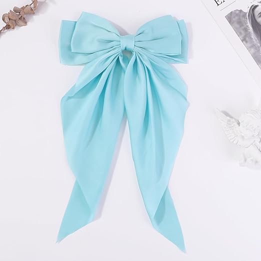 Turquoise & Lilac Long Tail Bow Clip (PACK OF 2)